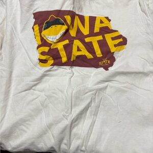 Gildan White T-Shirt with Red and Yellow Graphic